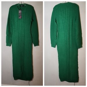 NWT Rebdolls Green Cable Heavy Knit Long Sleeve Bodycon Sweater Maxi Dress Large